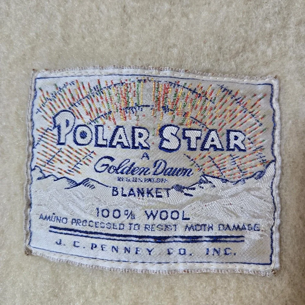 Vintage Polar Star Golden Dawn Blanket 100% Wool JC PENNEY MCM‎ Color Striped